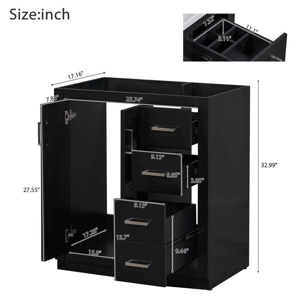 COWLOWN 30 in. W x 18 in. D x 34 in. H Bathroom Black Linen Cabinet (2)