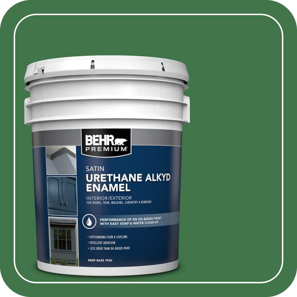 BEHR PREMIUM 5 gal. #P410-7 Grasslands Urethane Alkyd Satin Enamel Interior/Exterior Paint