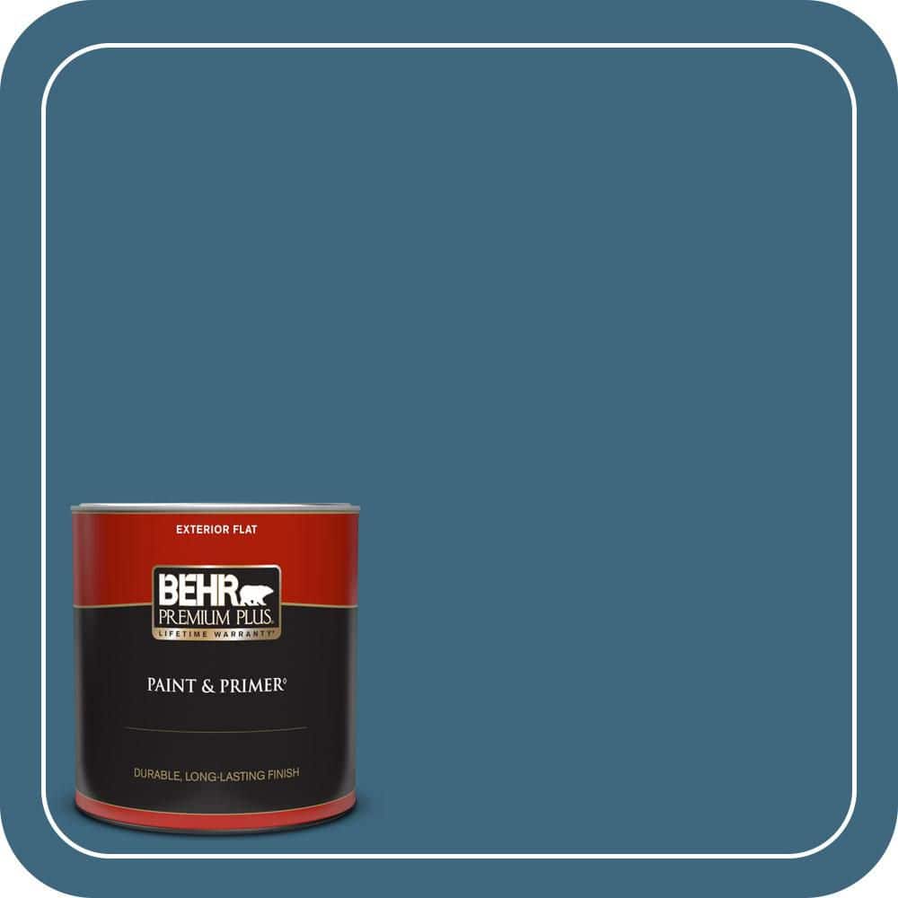 BEHR PREMIUM PLUS 1 qt. #MQ5-61 Ocean Storm Flat Exterior Paint & Primer (1)