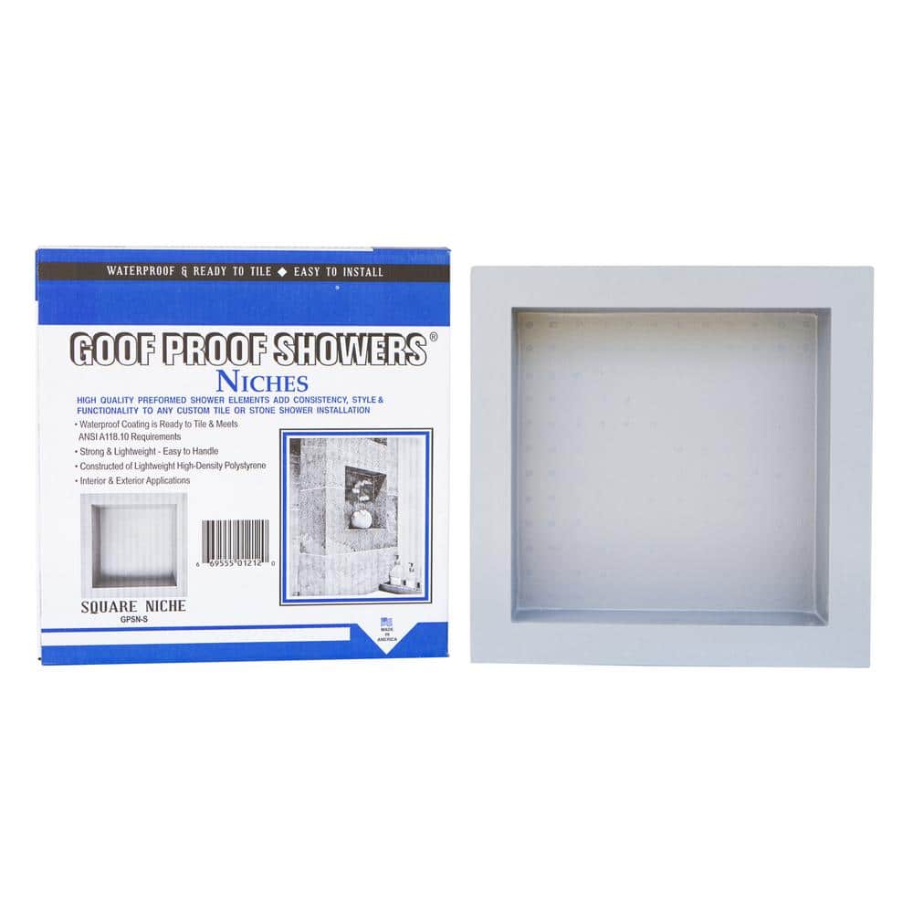 Goof Proof Shower 12 in. W x 12 in. H x 3.5 in. D Square Shower Niche Set of 1 in Gray (2)