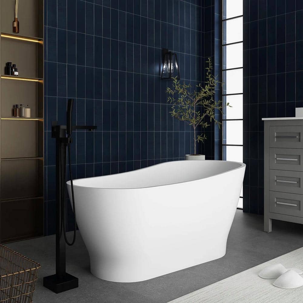 Boosicavelly 59 in. x 28 in. Acrylic Freestanding Soaking Bathtub with Reversible Drain in White (2)