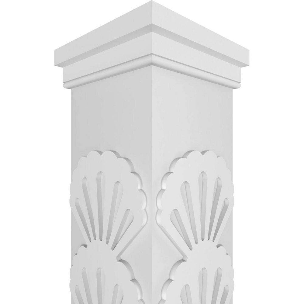 Ekena Millwork 7-5/8 in. 10 ft. Premium Square Non-Tapered Bondi Fretwork PVC Column Wrap Kit w/Prairie Capital and Base (4)