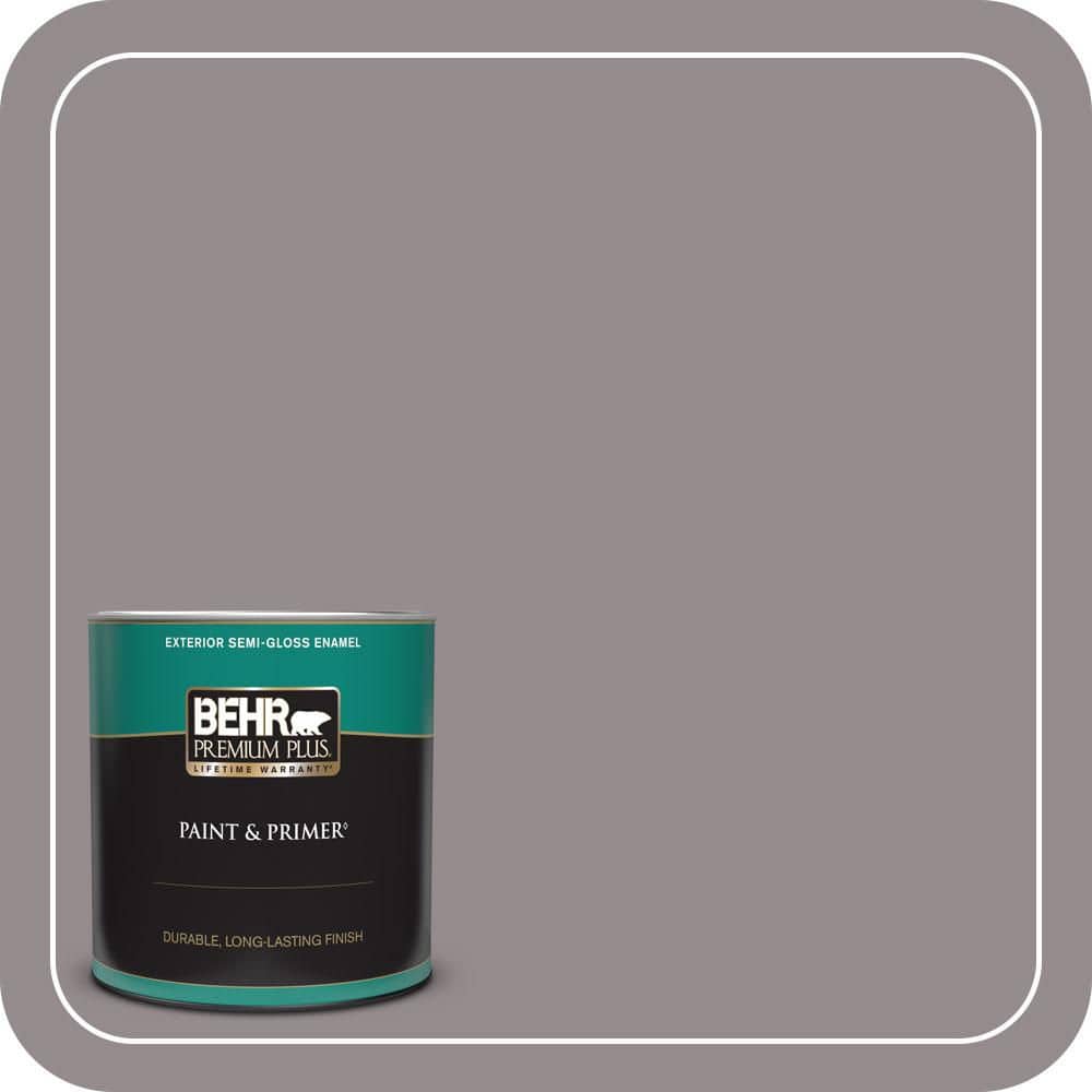 BEHR PREMIUM PLUS 1 qt. #T18-03 Graylac Semi-Gloss Enamel Exterior Paint & Primer
