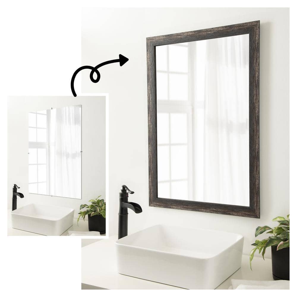 Amanti Art Mirror Makeover Bark Rustic Char Narrow 21.25 in. W x 21.25 in. H Bathroom Mirror Frame Border Kit-Fits a 20 x 20 mirror (2)