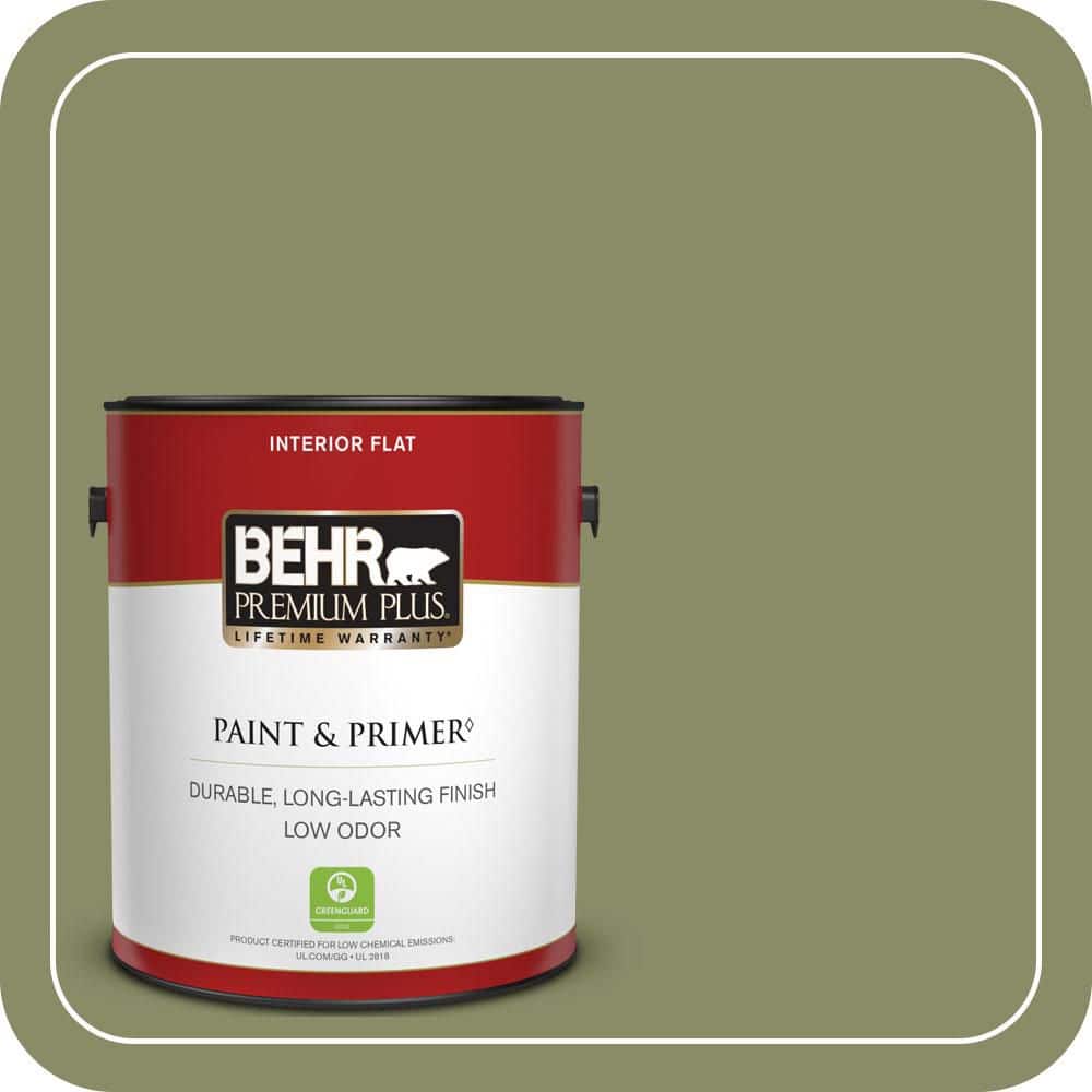 BEHR PREMIUM PLUS 1 gal. #S370-5 Pesto Paste Flat Low Odor Interior Paint & Primer