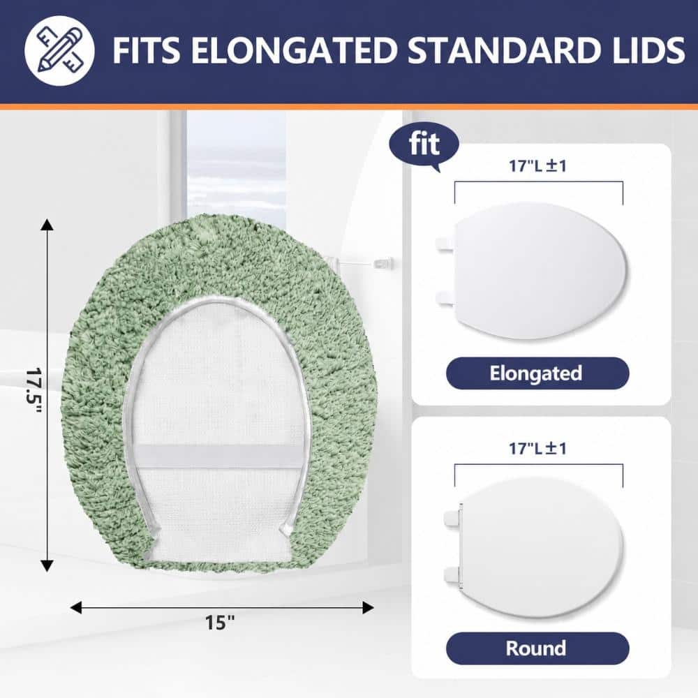 Unbranded 17.5 x 15 in. Tufted Microfiber Rubber-Backed Machine Washable Toilet Lid Seat Cover in Solid Gray (2)