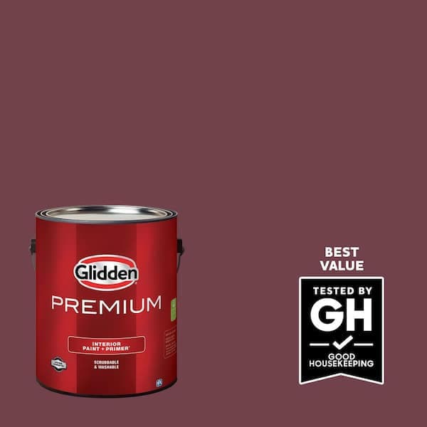 Glidden Premium 1 gal. PPG1049-7 Red Red Wine Satin Interior Latex Paint (2)