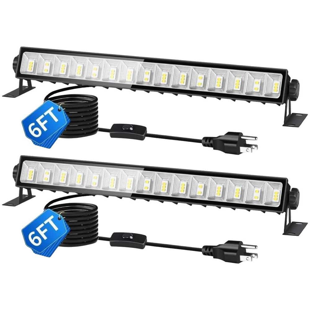 Unbranded 45W 5400 Lumen 6000K LED Shop Work Light Plug-In Power Source with 6 ft. Power Cord and Switch, 2 Pack