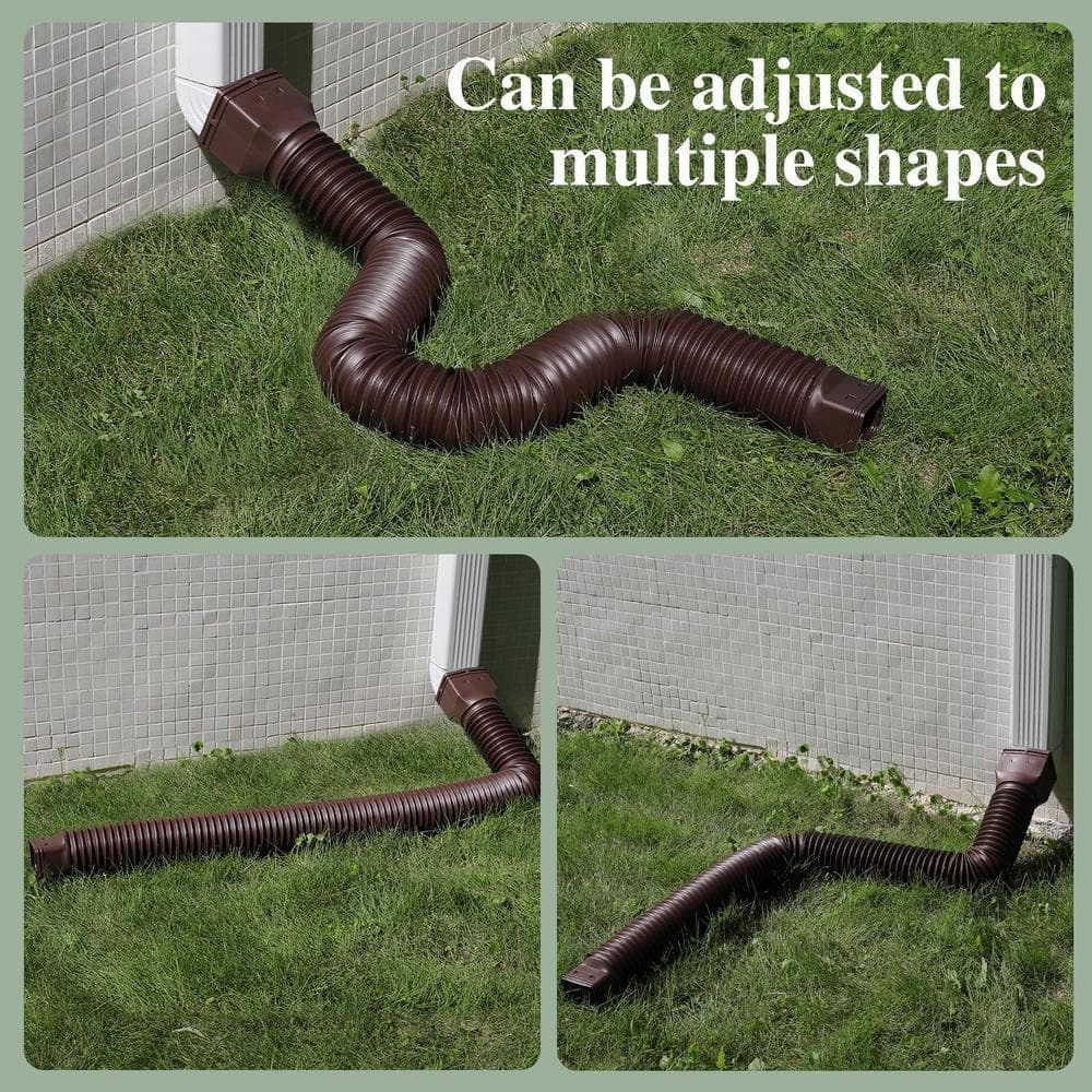 Angel Sar 2-Pack Plastic Gutter Downspout Extensions Pipe, Flexible Downspout Extender Drainage Pipe (3)
