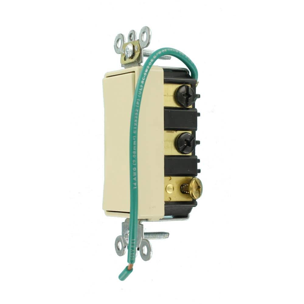 Leviton 15 Amp Decora Plus Commercial Grade Double Pole Double-Throw Center-Off Maintained Contact Rocker Switch, Ivory (3)
