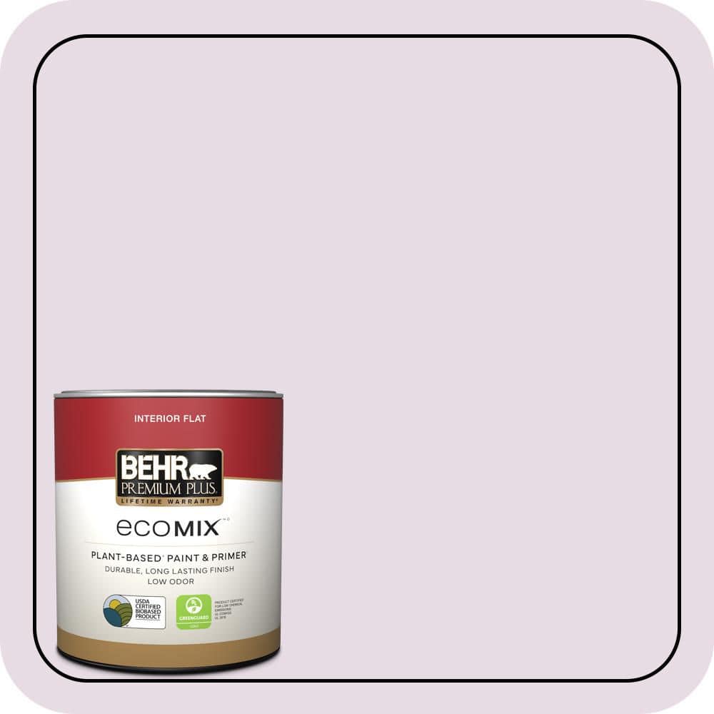 BEHR PREMIUM PLUS 1 qt. #680E-2 Iced Mauve Flat EcoMix Plant-Based Interior Paint & Primer (1)