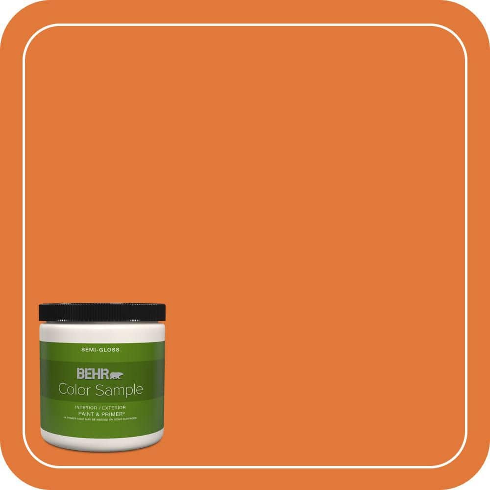 BEHR PREMIUM PLUS 8 oz. #S-G-260 Citrus Blast Semi-Gloss Interior/Exterior Paint & Primer Color Sample