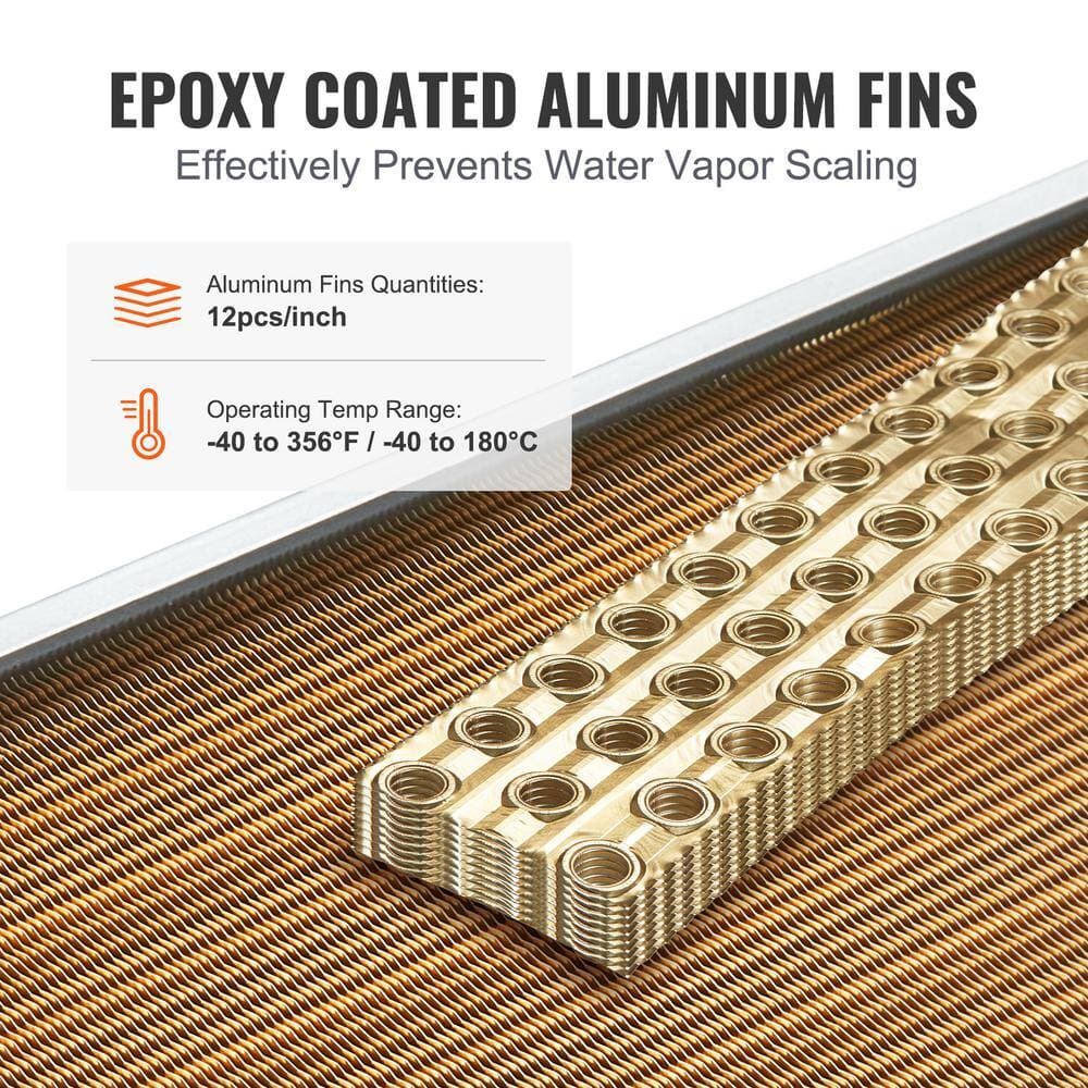 VEVOR Heat Exchanger Water to Air 18 in. x 20 in. with 3-Row 3/8 in. Copper Ports 242-Aluminum Fins Heat Exchanger for Outdoor (3)