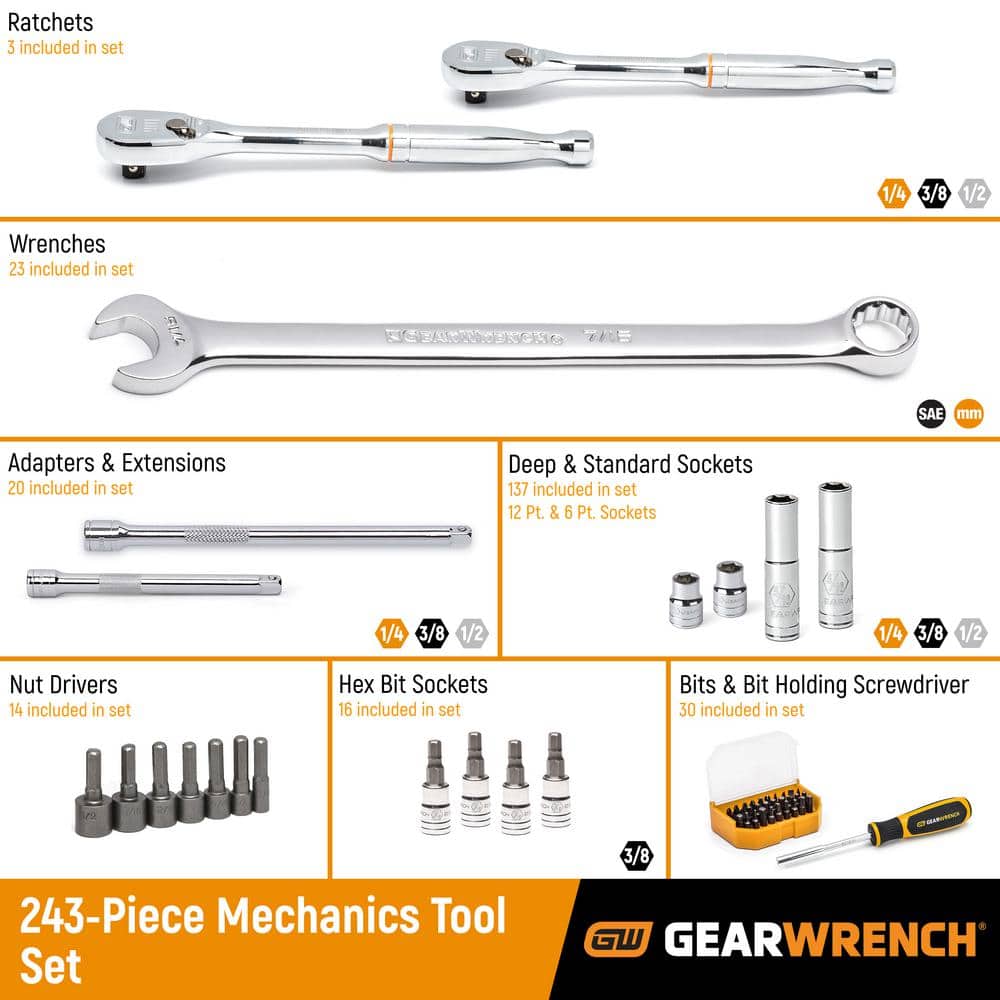 GEARWRENCH SAE/Metric Mechanics Tool Set with Tool Box (2)