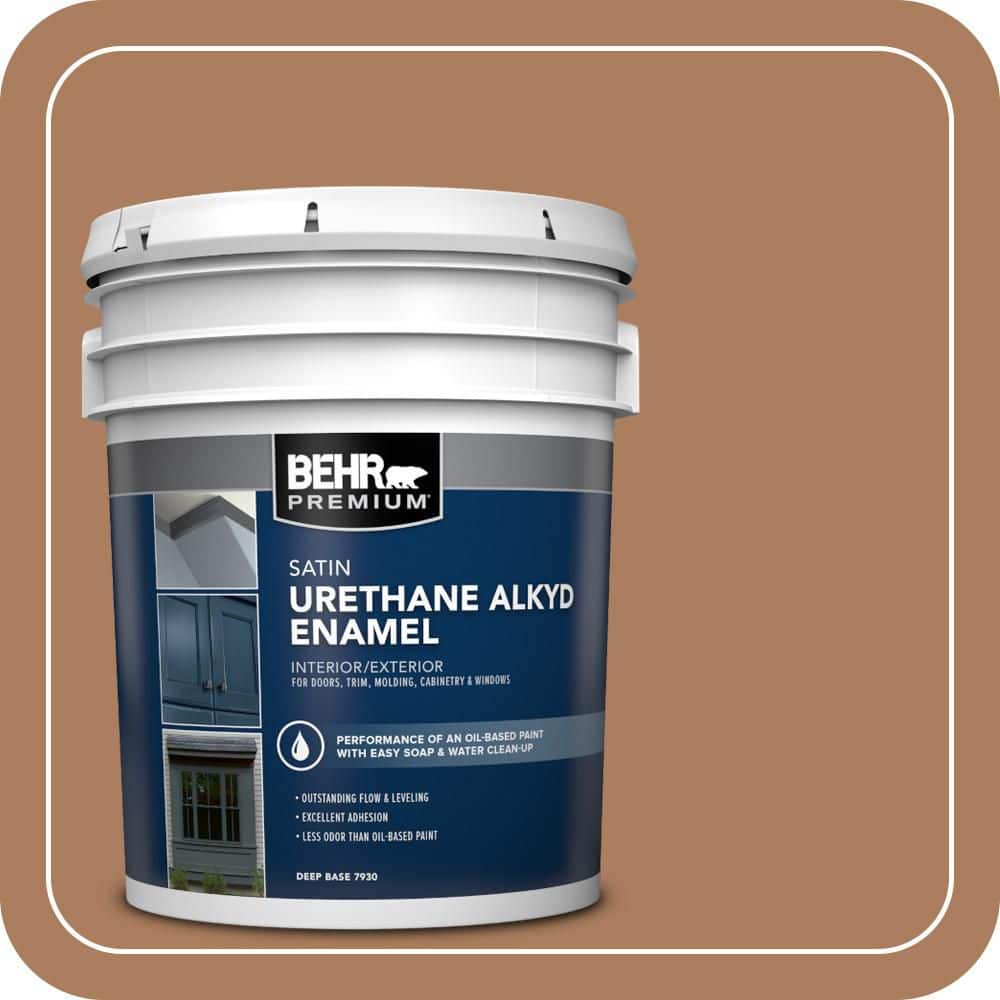 BEHR PREMIUM 5 gal. #S230-6 Burnt Toffee Urethane Alkyd Satin Enamel Interior/Exterior Paint