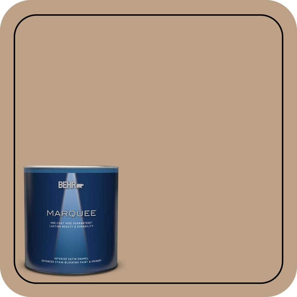 BEHR MARQUEE 1 qt. #PPU4-05 Basketry One-Coat Hide Satin Enamel Interior Paint & Primer