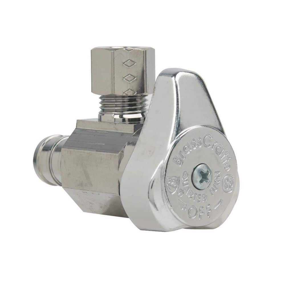 BrassCraft 1/2 in. Nominal Cold Expansion PEX Barb Inlet x 1/4 in. Brass Compression Outlet 1/4-Turn Angle Valve