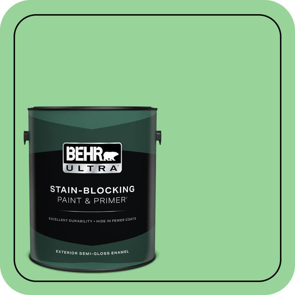 BEHR ULTRA 1 gal. #P390-4 Young Green Semi-Gloss Enamel Exterior Paint & Primer