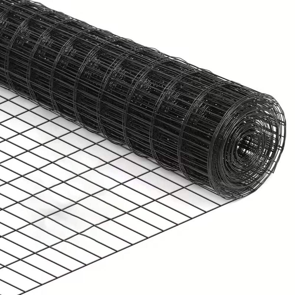 Unbranded 48 in x 99 ft. 16 Gauge 2/3 in. Black PVC Wire Mesh Support Protective Fence (2)