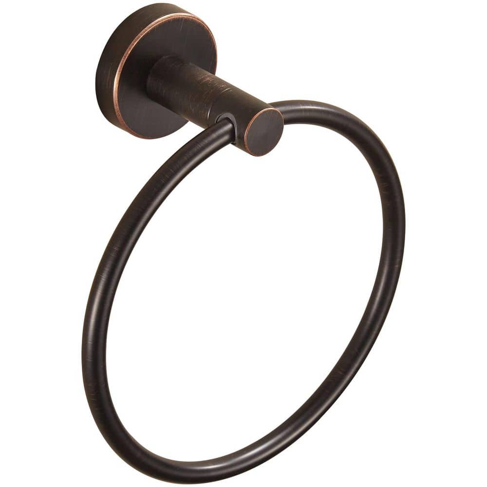 Wudkey Wall Mounted Towel Ring in Oil Rubbed Bronze, Bath Hand Towel Rack Hanger, Rotated up and Down 180°, Easy to Install (1)