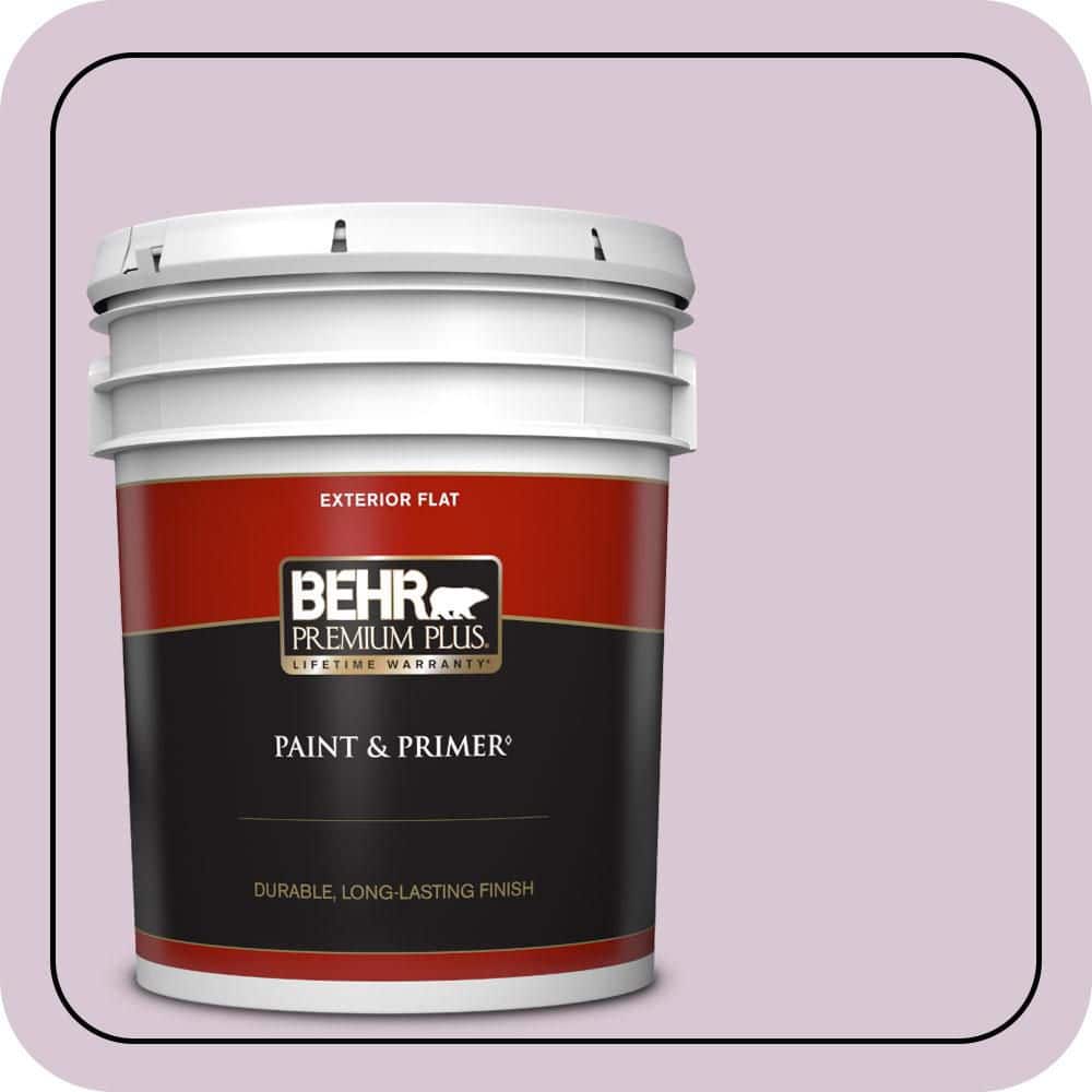 BEHR PREMIUM PLUS 5 gal. #S110-2 Orchid Haze Flat Exterior Paint & Primer