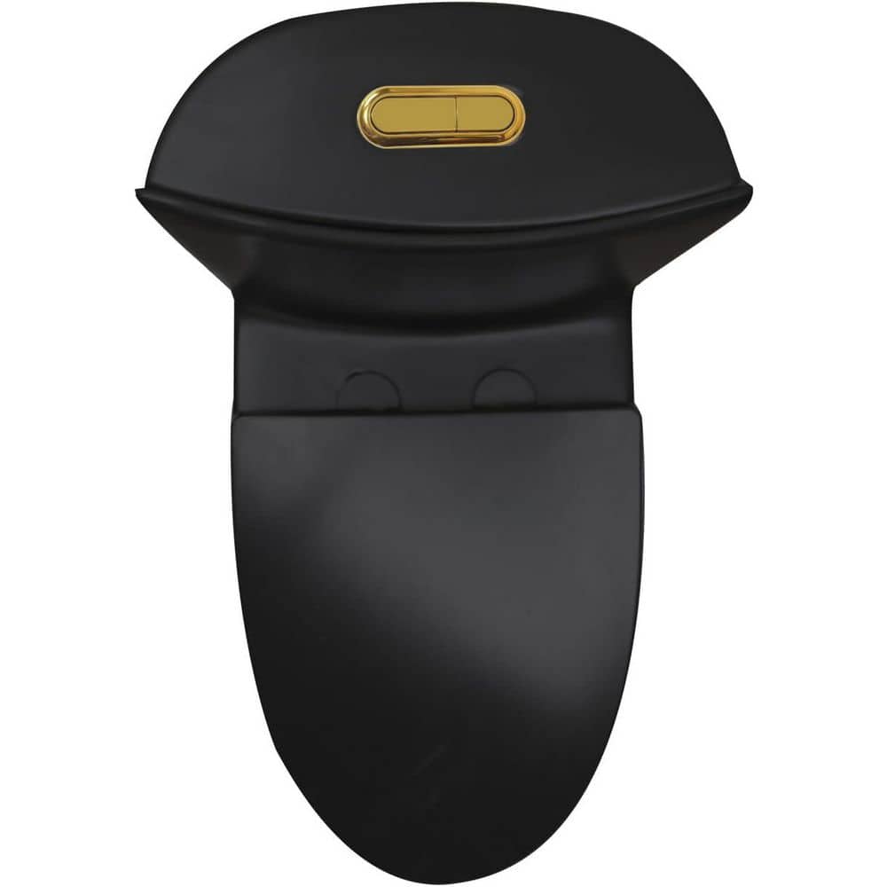 Yingze Standard Height One-Piece 1.1/1.6 GPF Dual Flush Elongated Toilet in Matte Black with Glossy Gold Push Button (3)