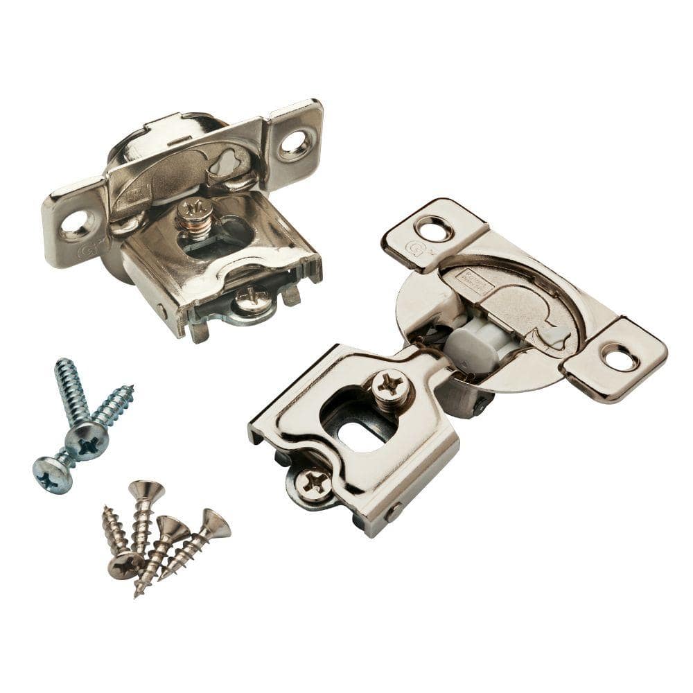 Everbilt 1 Pair Face Frame 35 mm 105-Degree 1/2 in. Overlay Soft Close Nickel Cabinet Hinge (2 Pieces) (3)