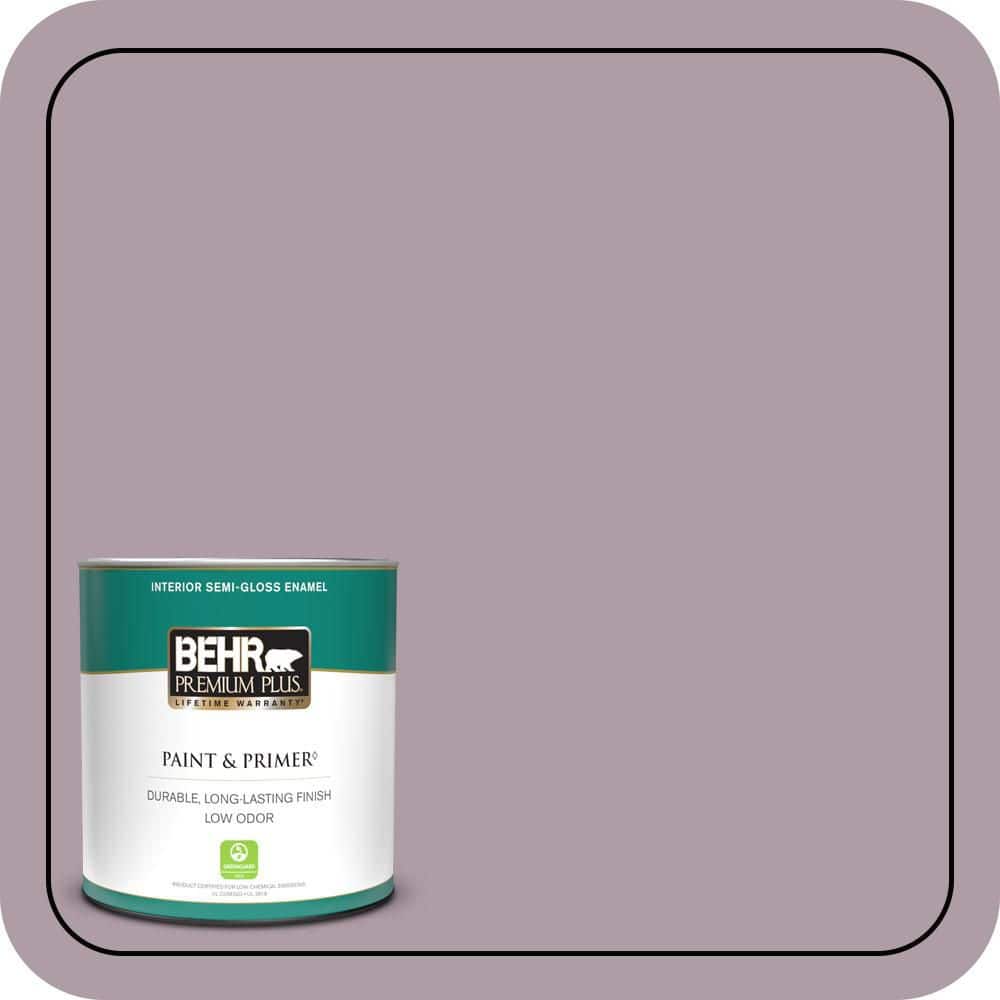 BEHR PREMIUM PLUS 1 qt. #PMD-34 Wild Lilac Semi-Gloss Enamel Low Odor Interior Paint & Primer