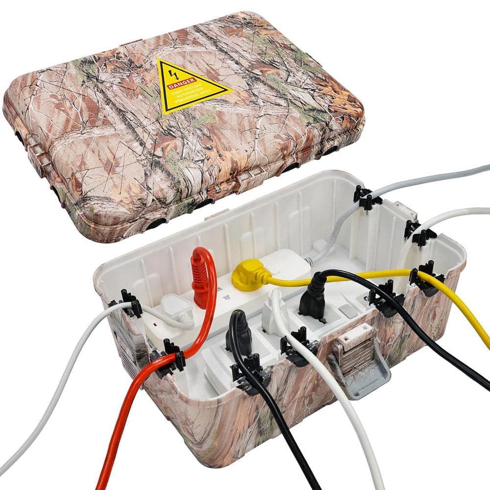 Lukyamzn 12.5 in. D x 8.5 in. W x 5 in. H Plastic Camouflage Outdoor Electrical Box 1-Gang with IP54 Waterproof and Weatherproof