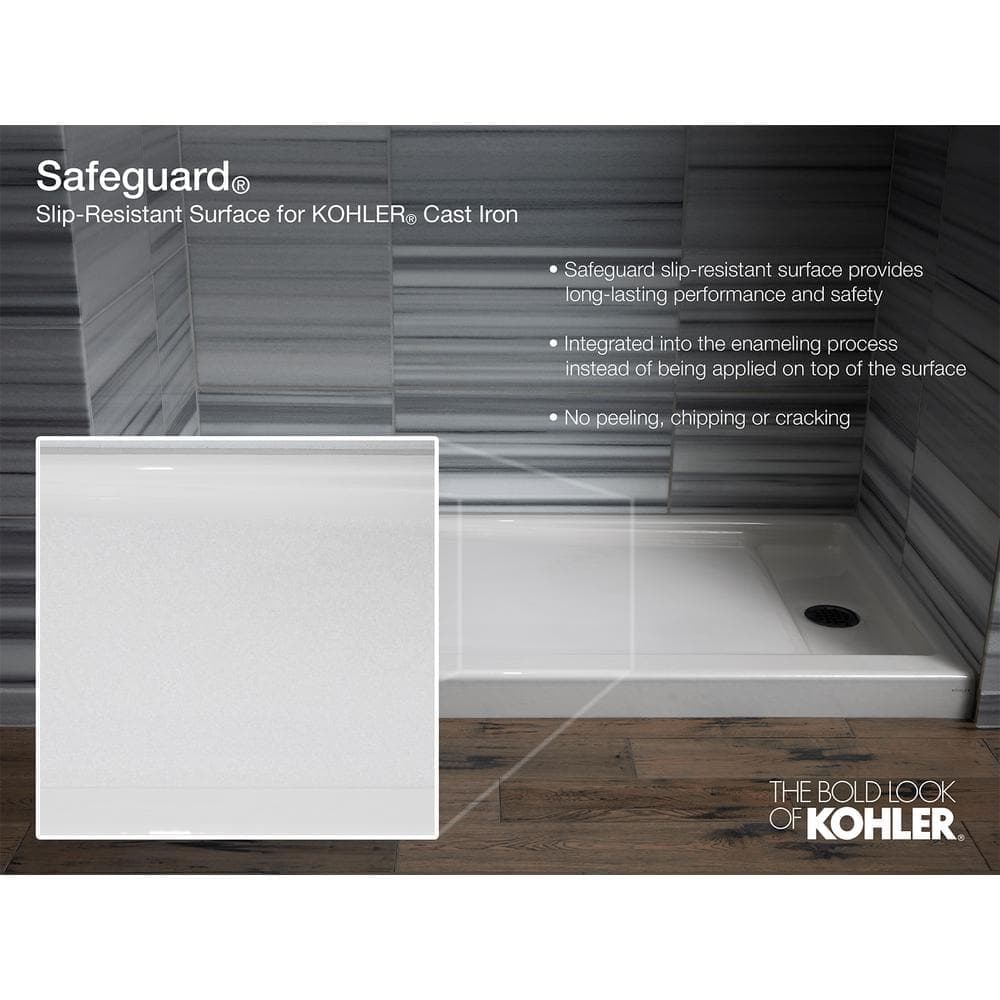 KOHLER Salient 60 in. 30 in. Cast Iron Single Threshold Shower Base with-Hand Drain (4)