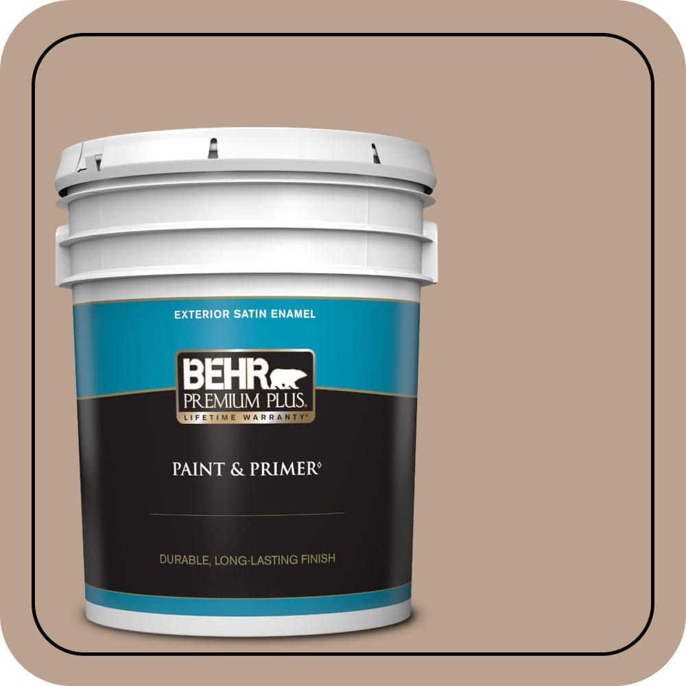 BEHR PREMIUM PLUS 5 gal. #T15-17 Mocha Foam Satin Enamel Exterior Paint & Primer