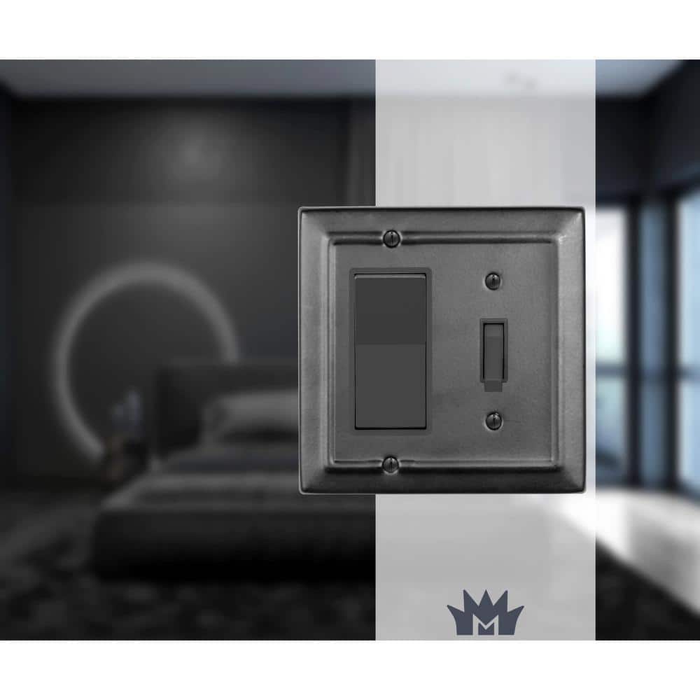 Monarch Abode Architectural 2-Gang 1-Toggle/1-Decorator/Rocker Wall Plate (Matte Black) (2)