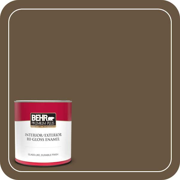 BEHR PREMIUM PLUS 1 qt. #S-H-700 Burley Wood Hi-Gloss Enamel Interior/Exterior Paint & Primer (2)