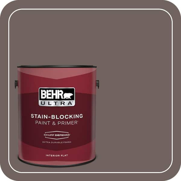 BEHR ULTRA 1 gal. #N140-6 Wright Brown Extra Durable Flat Interior Paint & Primer (2)