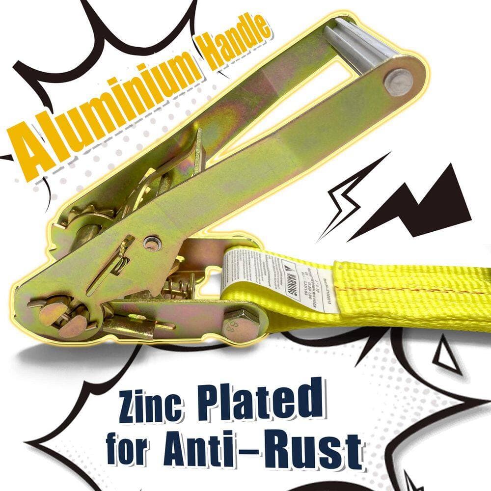 LAIFUCAM 27 ft x 2 in Ratchet Strap with J-Hook Heavy-Duty Tie Down 10000 lbs. Max Break Strength 10 Pack Cargo Strap (2)