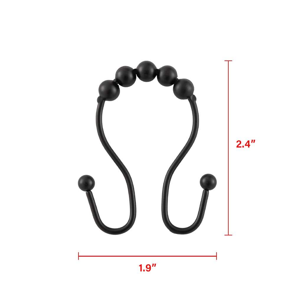 Utopia Alley 70 in. x 72 in. 3G Clear PEVA Liner and 12-Piece Stainless Steel Double Shower Durtain Hooks, Matt Black. (2)