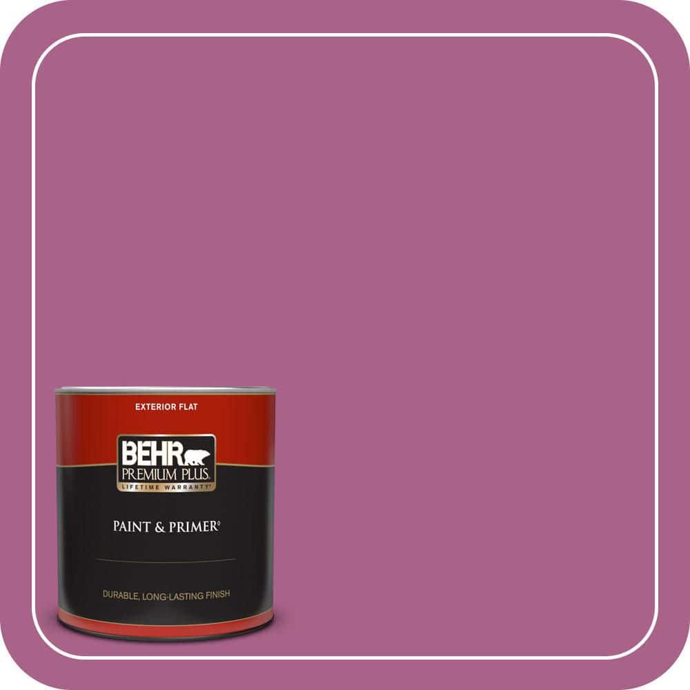BEHR PREMIUM PLUS 1 qt. #690B-6 Wild Mulberry Flat Exterior Paint & Primer
