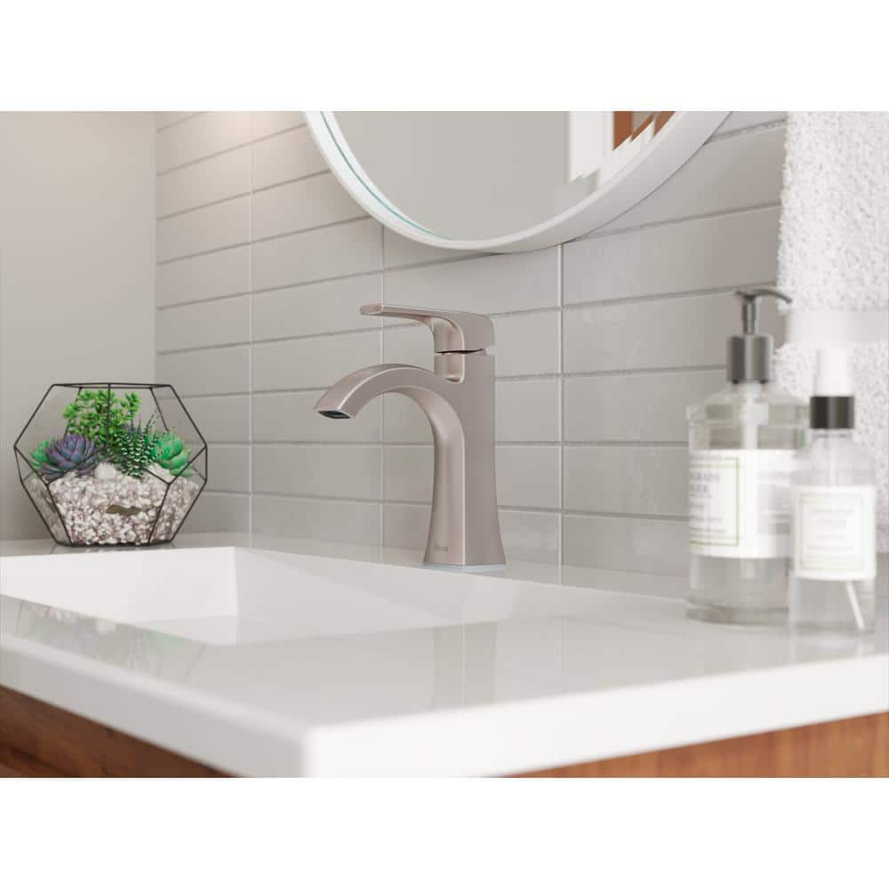 Pfister Bruxie Single-Handle Single-Hole Bathroom Faucet with Deckplate and Drain Kit Included in Spot Defense Brushed Nickel (3)