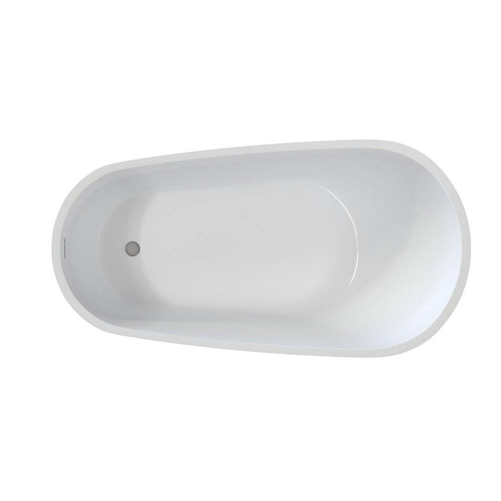 Boosicavelly 59 in. Acrylic Freestanding Soaking Bathtub with Overflow and Drain in Glossy White (3)