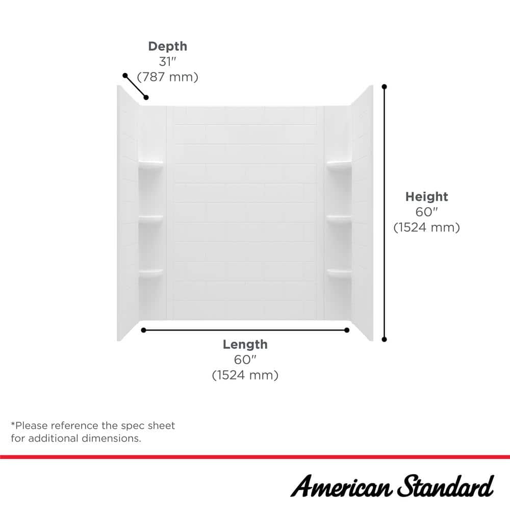 American Standard Princeton PRO 60 in. W x 60 in. H 3 Piece Acrylic Tub in White (3)