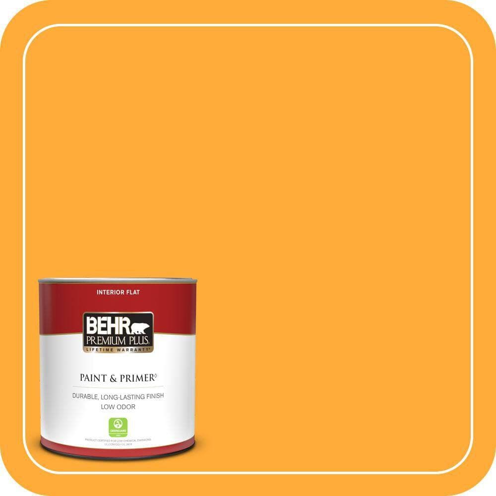 BEHR PREMIUM PLUS 1 qt. #S-G-310 Peach Butter Flat Low Odor Interior Paint & Primer