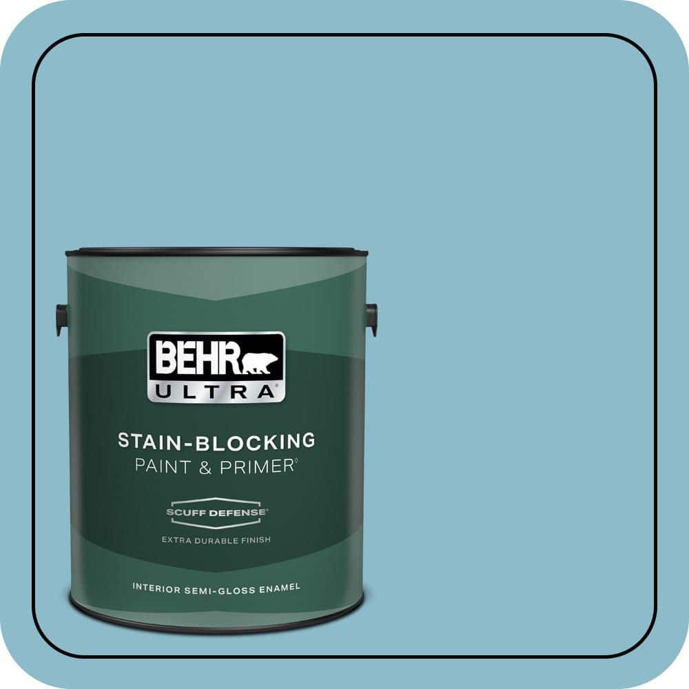BEHR ULTRA 1 gal. #S460-3 Blue Echo Extra Durable Semi-Gloss Enamel Interior Paint & Primer