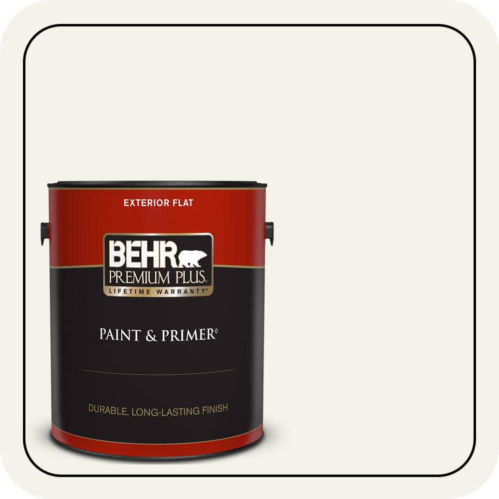 BEHR PREMIUM PLUS 1 gal. #PWN-50 Snowy Egret Flat Exterior Paint & Primer