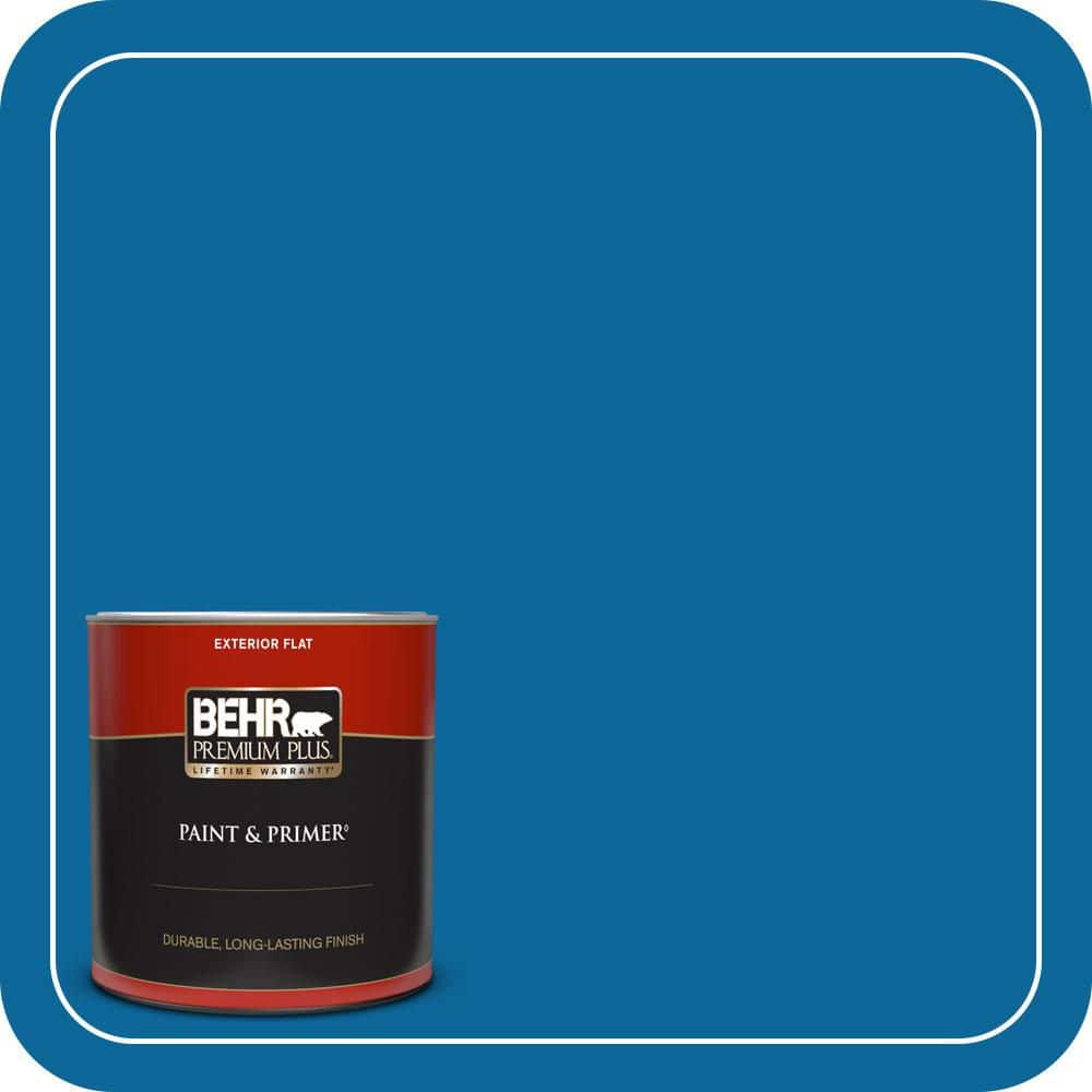 BEHR PREMIUM PLUS 1 qt. #MQ4-58 Mondrian Blue Flat Exterior Paint & Primer (1)