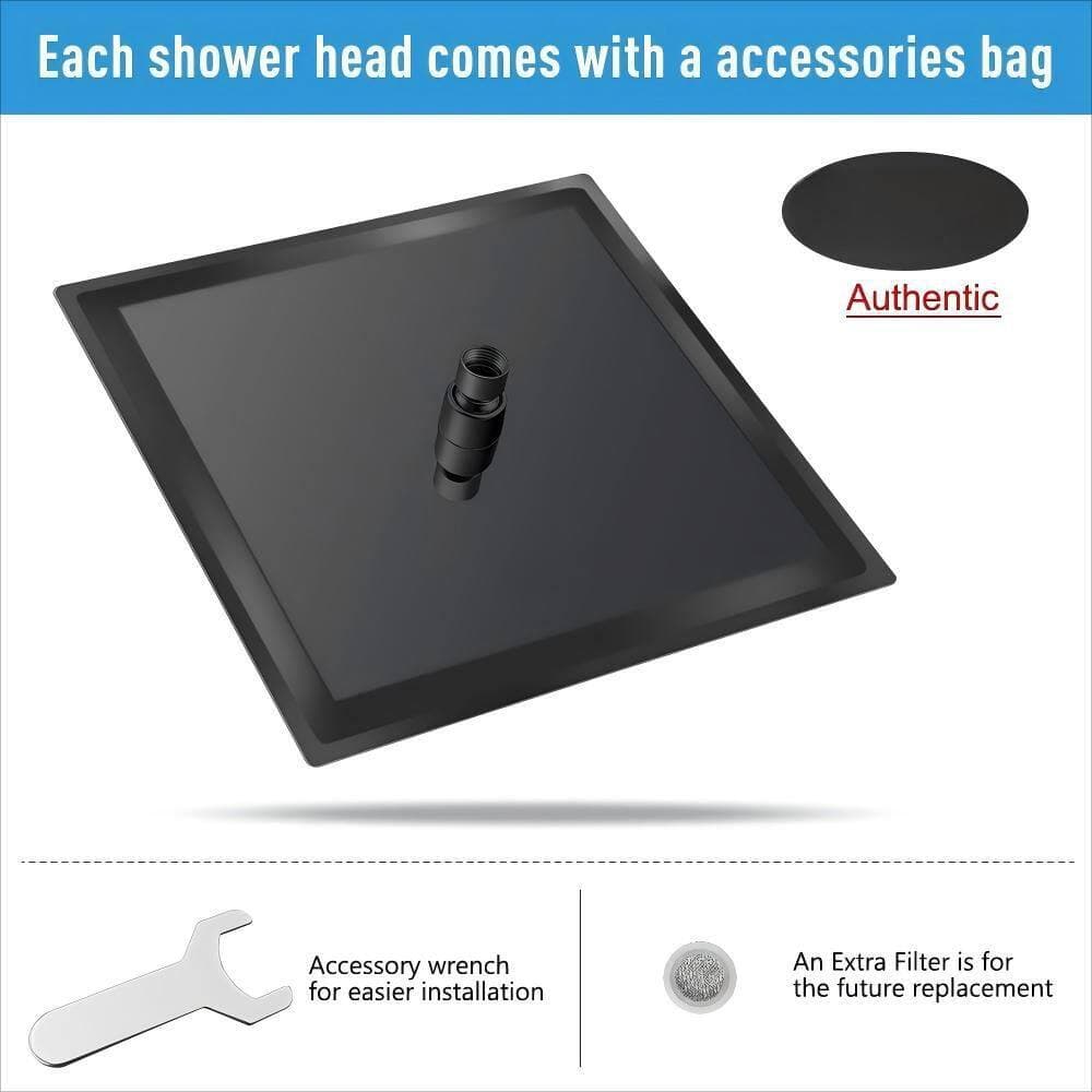 Wudkey 1-Piece 12 in. Stainless Steel Square Rainfall Shower Waterfall Bath Shower Body Covering (3)