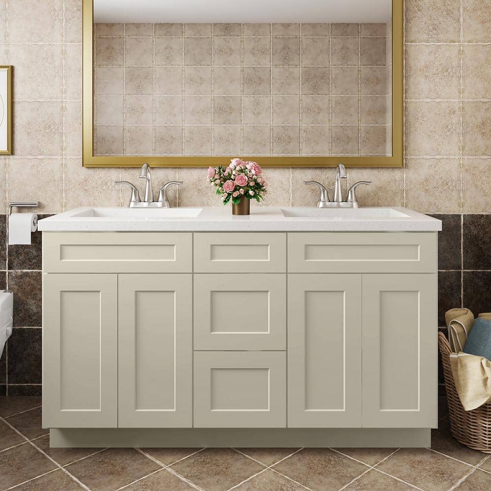 Hausvita W 21 in. D 34.5 in. H Plywood Ready to Assemble Floor Vanity Sink Base Kitchen Cabinet
