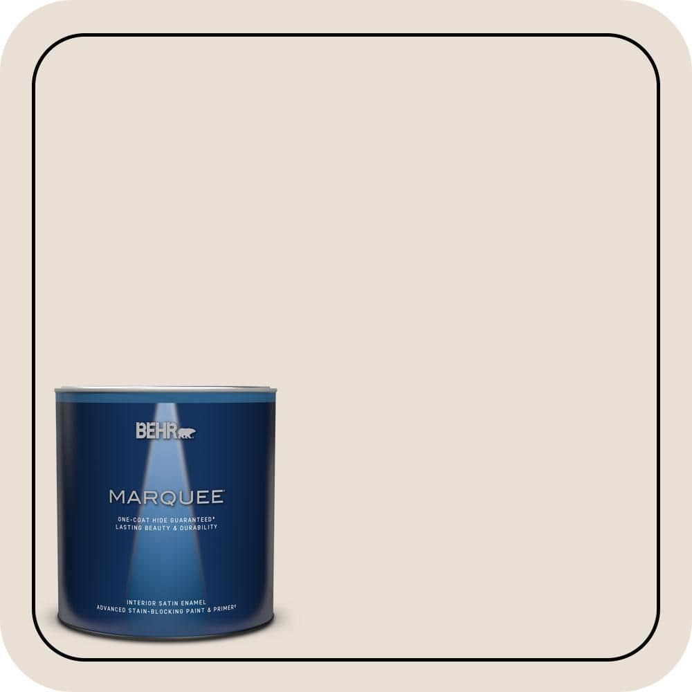 BEHR MARQUEE 1 qt. #N190-1 Smokey Cream Satin Enamel Interior Paint & Primer