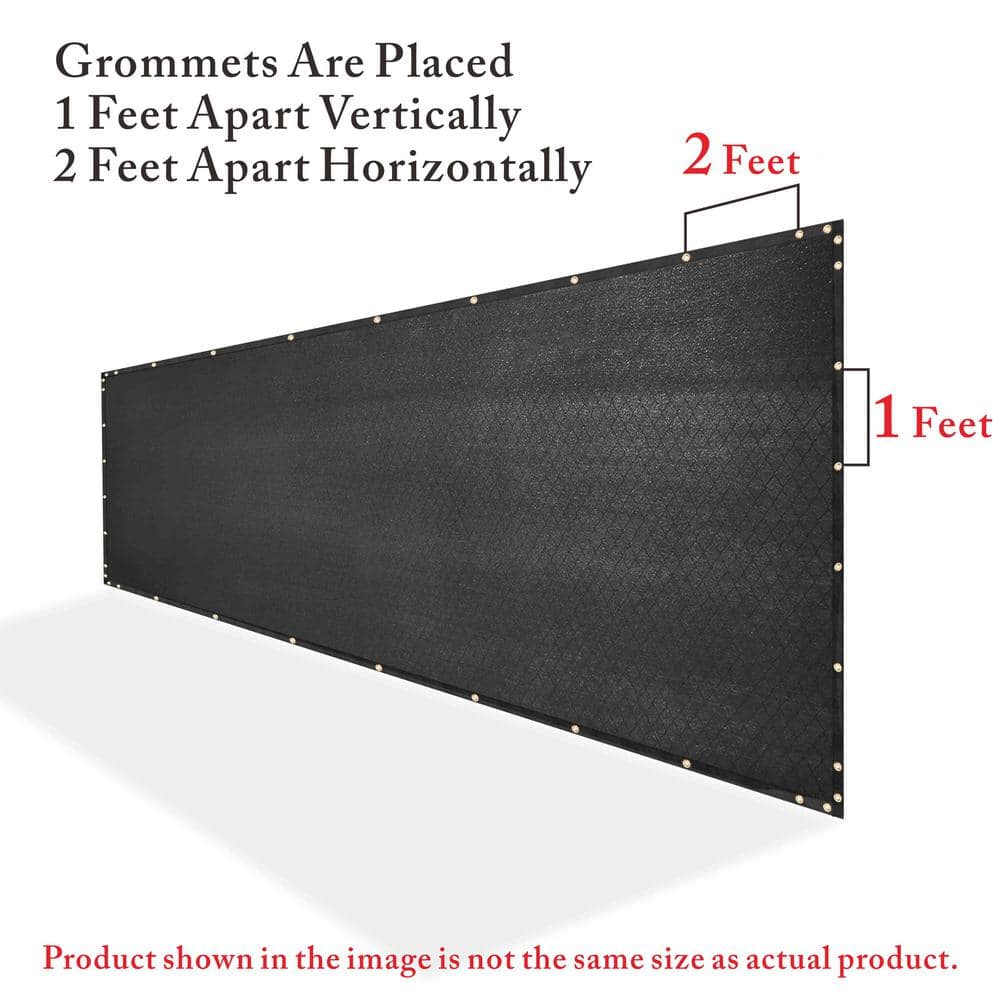 COLOURTREE 6 ft. x 50 ft. Heavy-Duty PLUS Black Privacy Fence Screen Mesh Fabric with Extra-Reinforced Grommets for Garden Fence (2)