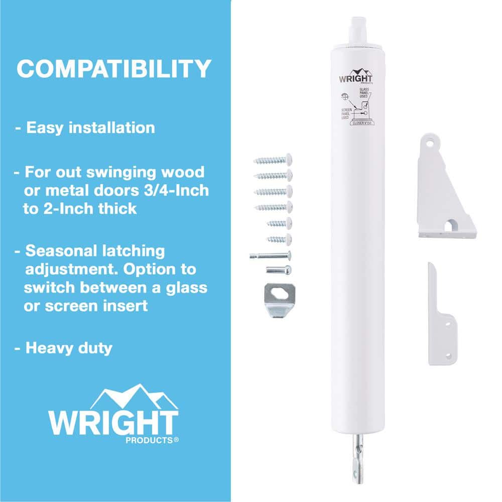 Wright Products Heavy Duty Pneumatic Screen and Storm Door Closer, White (3)