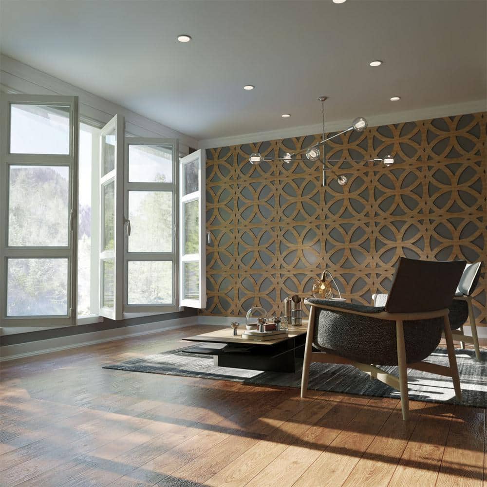 Ekena Millwork 23-3/8" x 23-3/8" x 1/4" Large Daventry Decorative Fretwork Wood Wall Panels, Red Oak (20-Pack) (1)